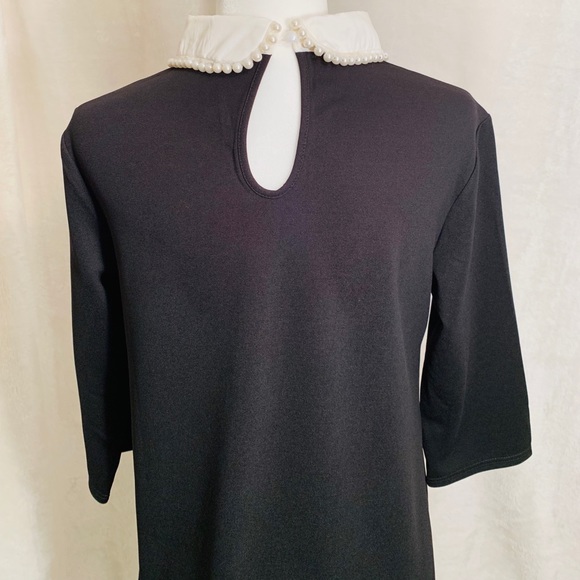 Pearl beaded collar black dress - Picture 4 of 4